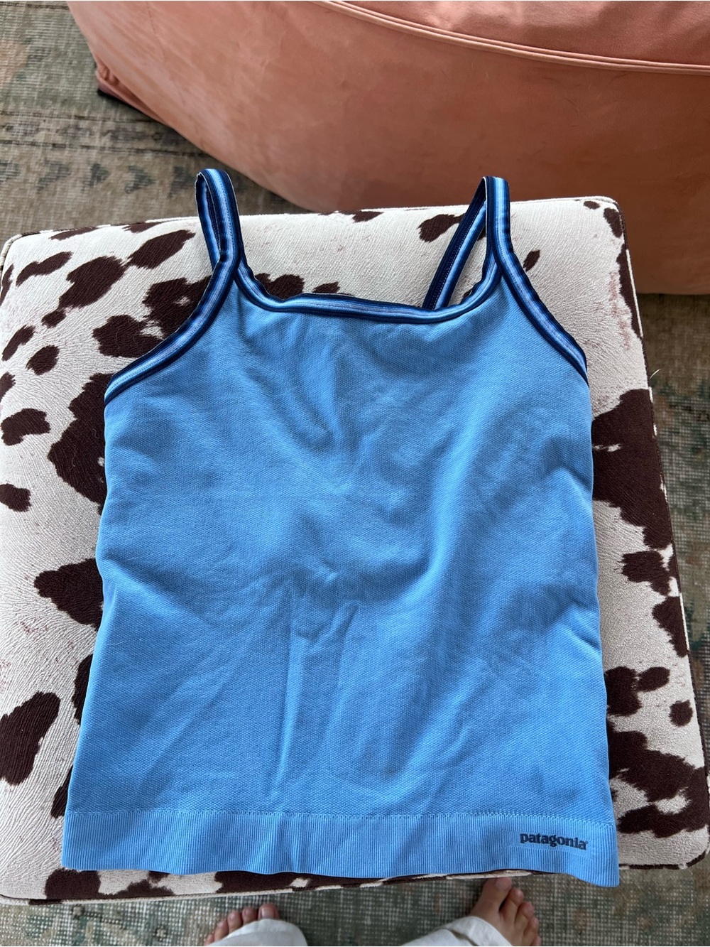 Patagonia Sky Blue Tank with Navy Trim